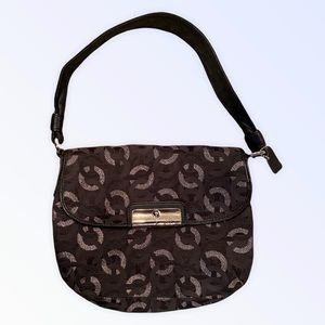 Women’s Coach Kristin Gunmetal Gray/Black Chain Link Lurex Fabric Bag Small